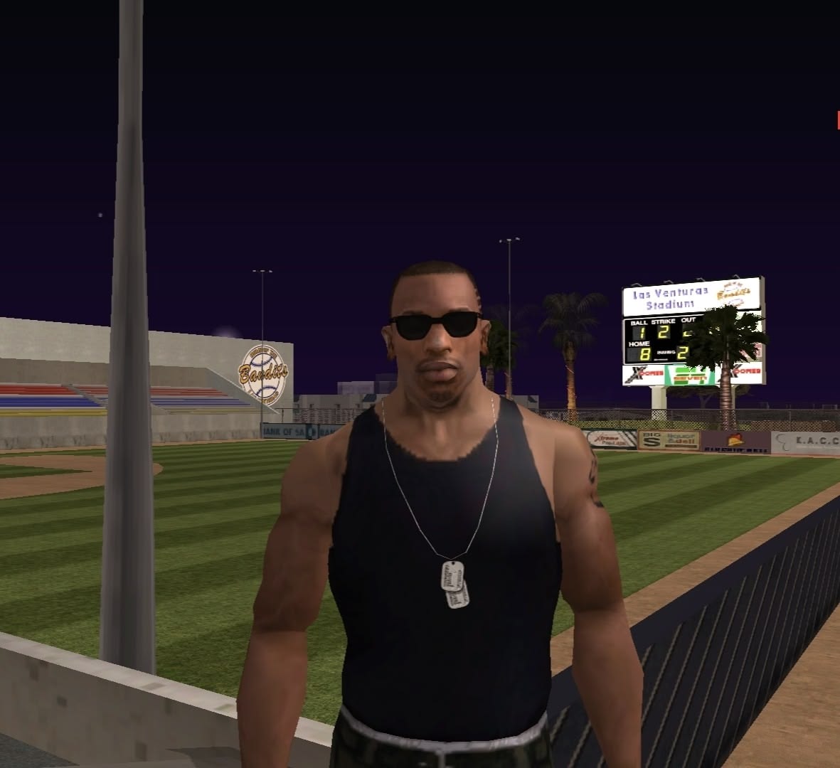 CJ at Las Venturas Stadium at night